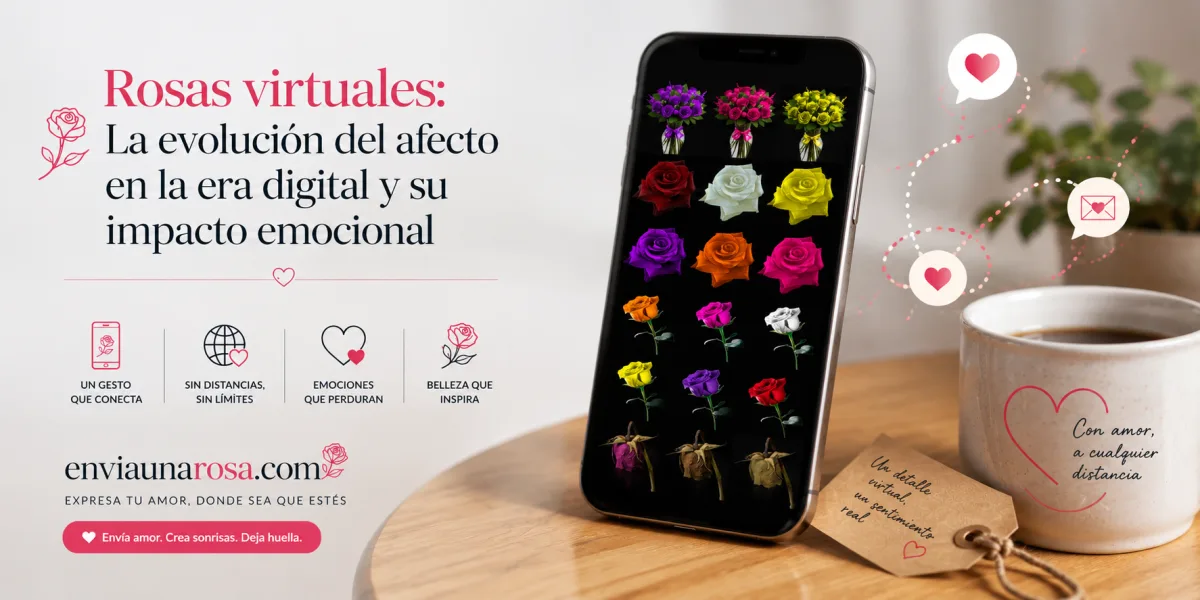 Ilustración elegante de un ramo de rosas virtuales brillantes sobre una pantalla en un ambiente cálido