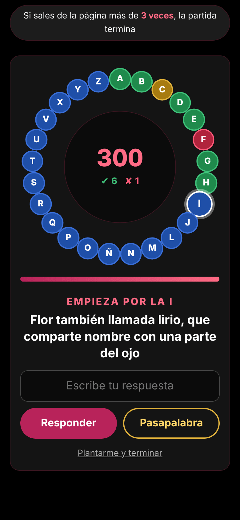 Así se juega a El rosco de las flores en el móvil