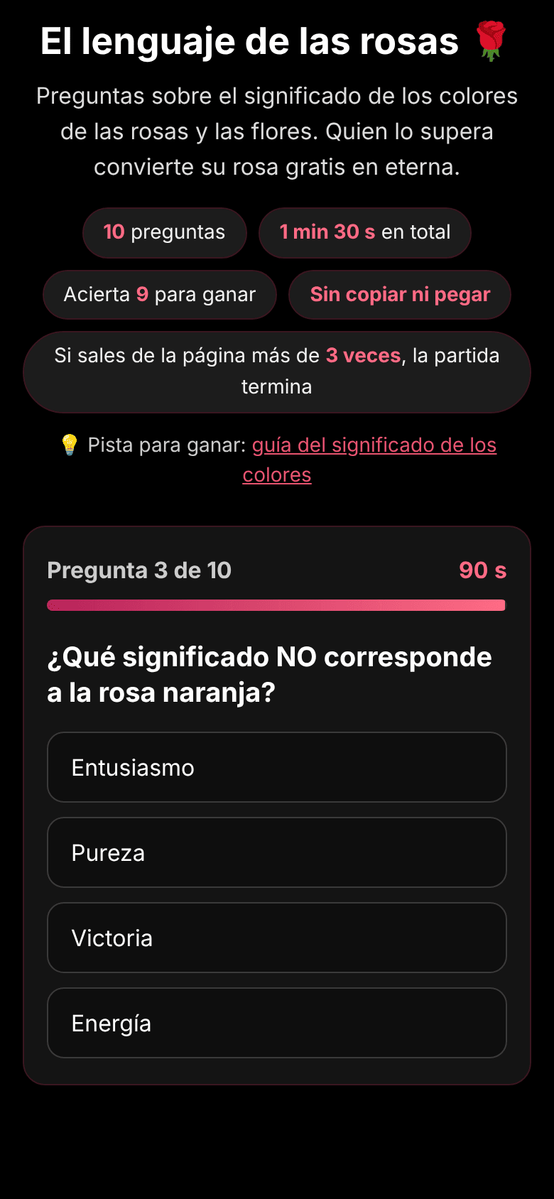 Así se juega a El lenguaje de las rosas en el móvil