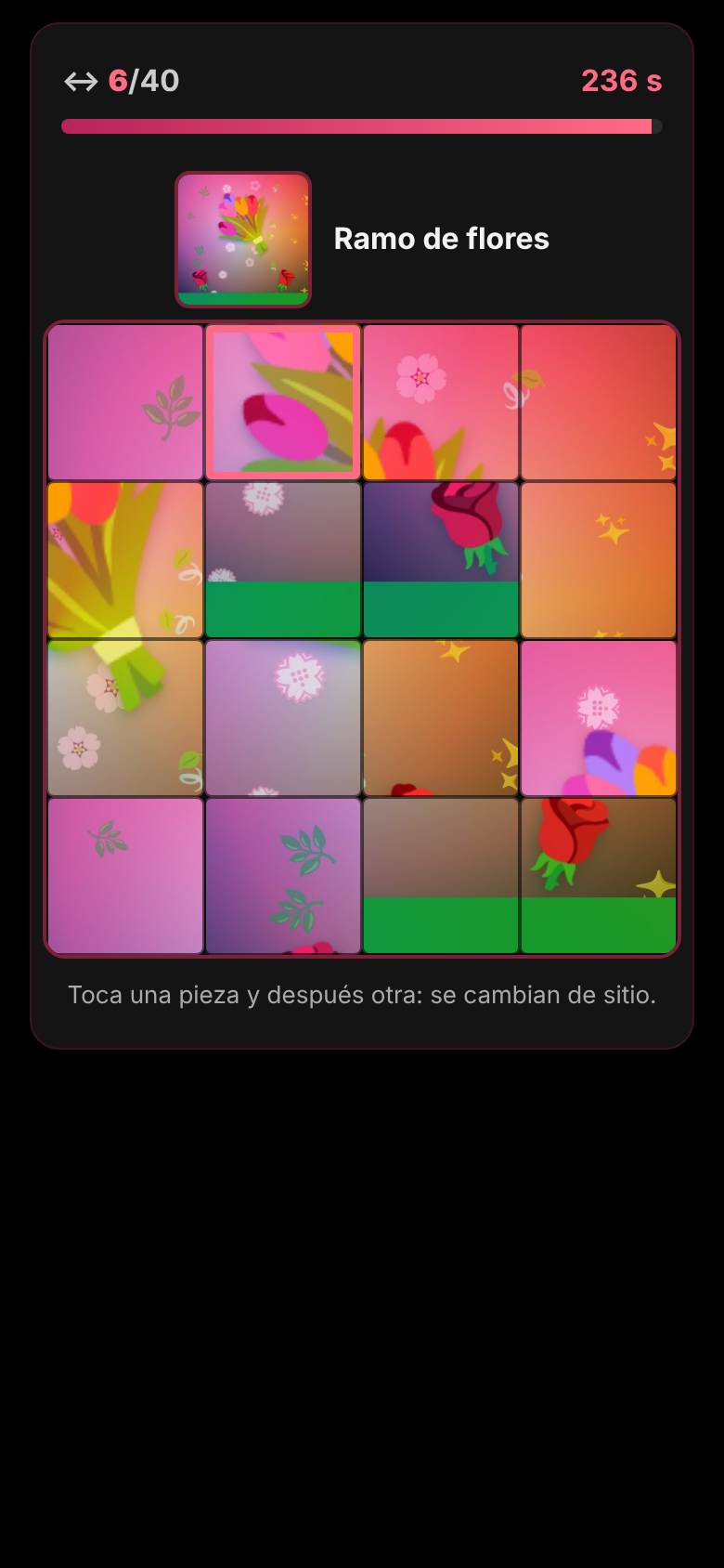 Así se juega a Puzle del ramo en el móvil